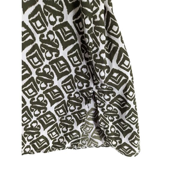 Jessica London Long Tunic 18W Green White Geometric Print Relaxed Full Coverage - Picture 3 of 9